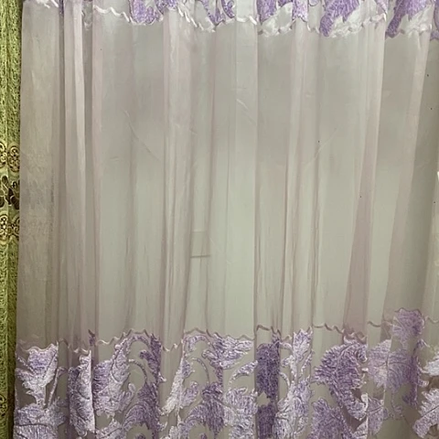 紫色绣花纱帘8米3.1米高带挂钩