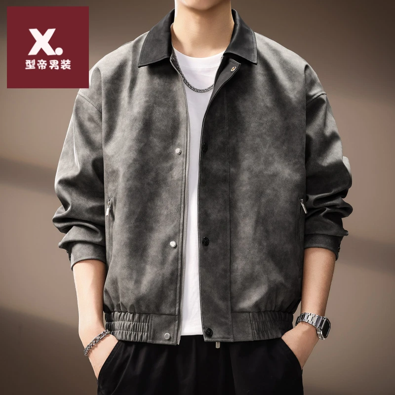 高端日系潮牌扎染休闲工装外套男秋季新款拉链挖袋宽松百搭夹克男