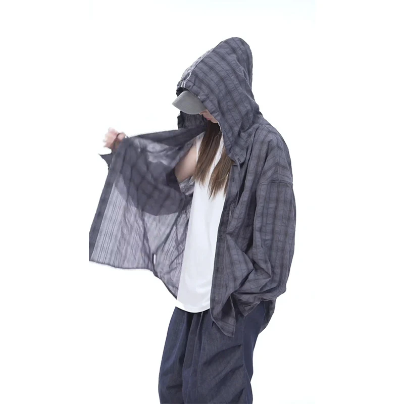 复古格子长袖衬衫男女2025夏季新款韩版慵懒宽松显瘦百搭翻领上衣