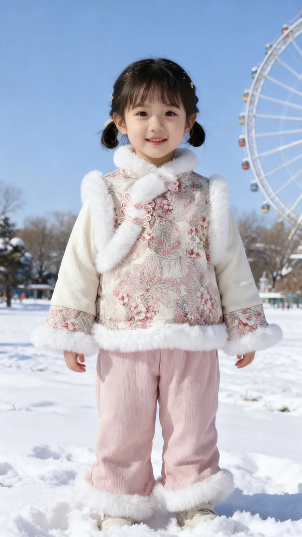 [桃夭]冬季女童国风加绒加厚棉服套装女宝宝汉服唐装新中式