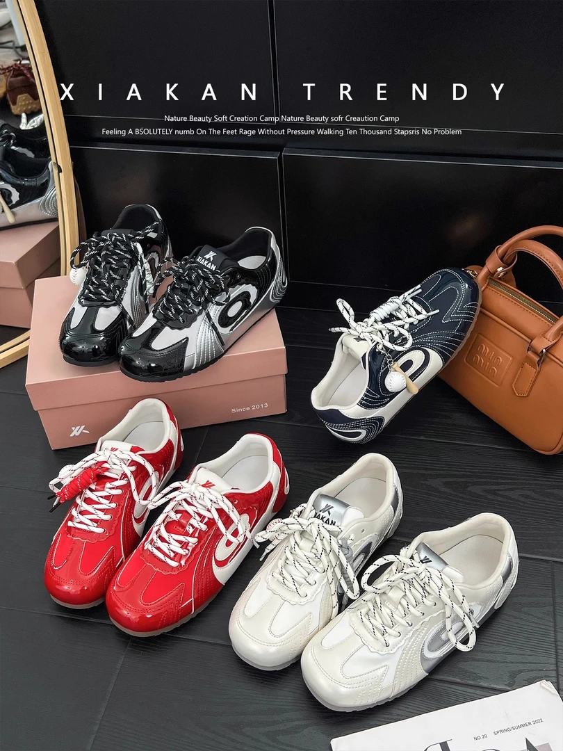 WMX早秋内增高4cm德训鞋女2025年新款百搭休闲运动阿甘鞋时尚系带