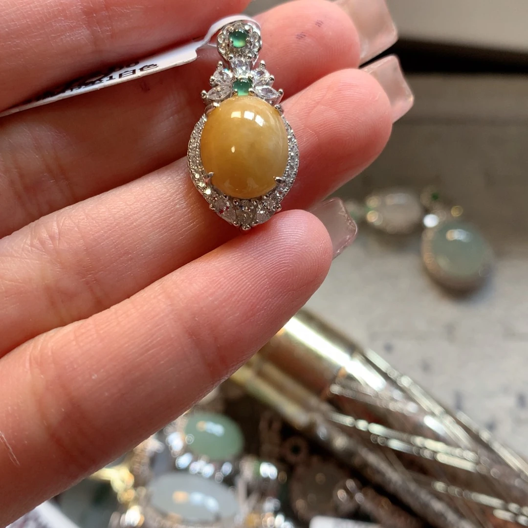 翡翠银S925镶嵌颈饰吊坠556