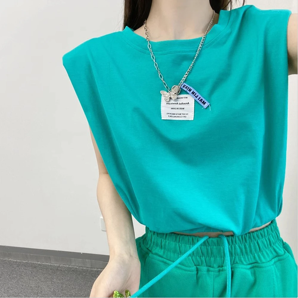 短款无袖上衣女夏ins潮t恤短袖体恤外穿hiphop欧美式辣妹jazz爵士