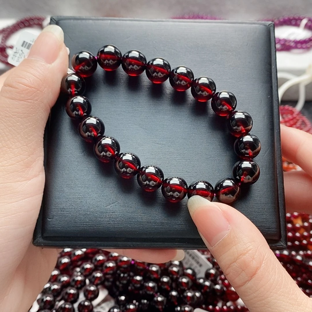 石榴石手链未镶嵌10.3mm酒红大颗粒