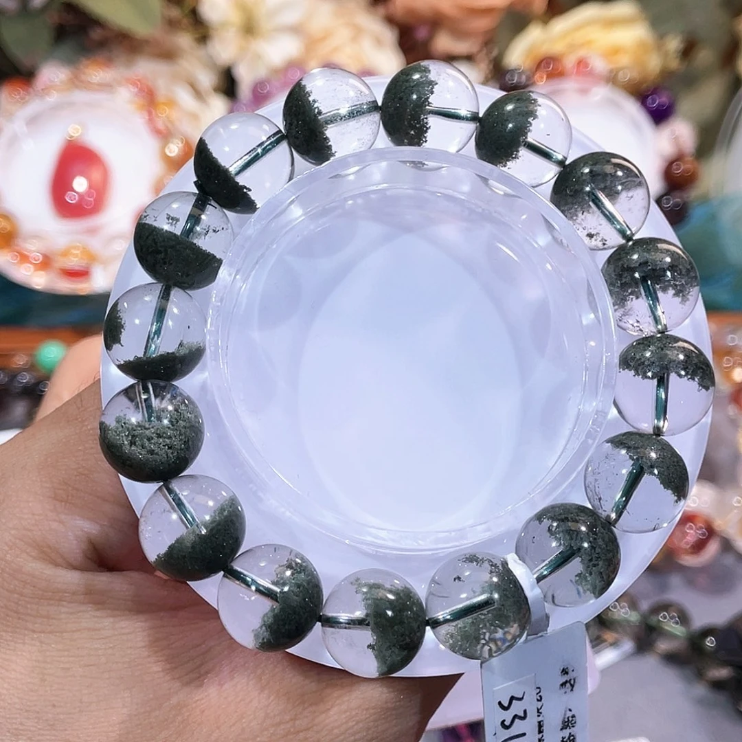 未镶嵌水晶手串聚宝盆绿幽灵12+