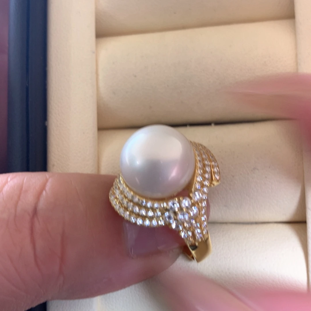 银S925镶嵌戒指海水珍珠