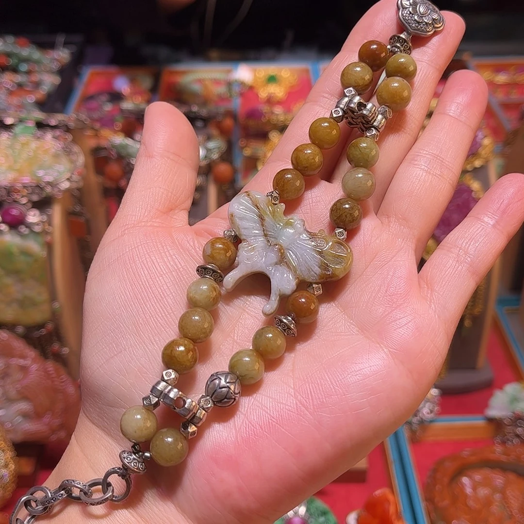 翡翠未镶嵌手链福利款翡翠老银手链