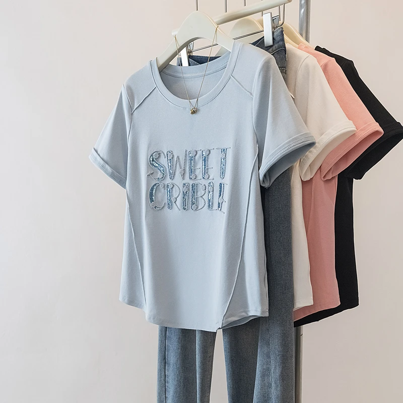 大码微胖休闲短袖T恤夏季新款设计感胖MM遮肉显瘦上衣洋气衣服女