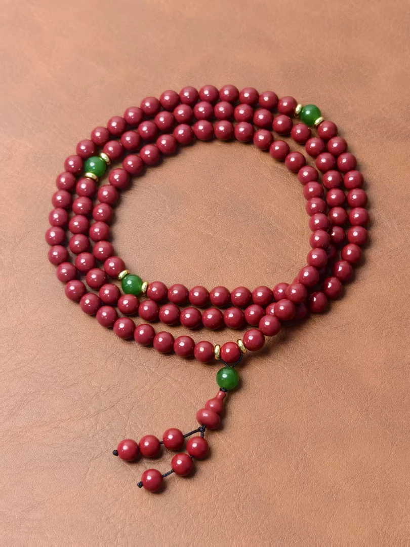 天然辰砂STN-266精品多圈手串搭配（无礼盒）