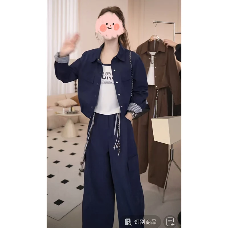 【休闲派对】2025秋装三件套休闲工装上衣+裤子+背心套装