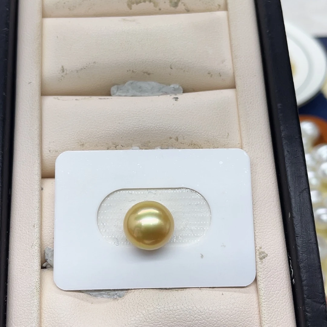 海水珍珠裸珠金珠炫绿光裸珠11-12m