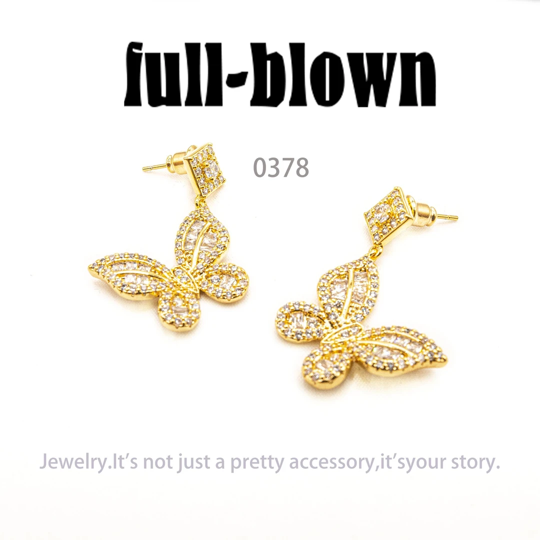 铜合金耳饰 FB简约镶嵌个性气质耳环小众设计高级感耳饰～0378