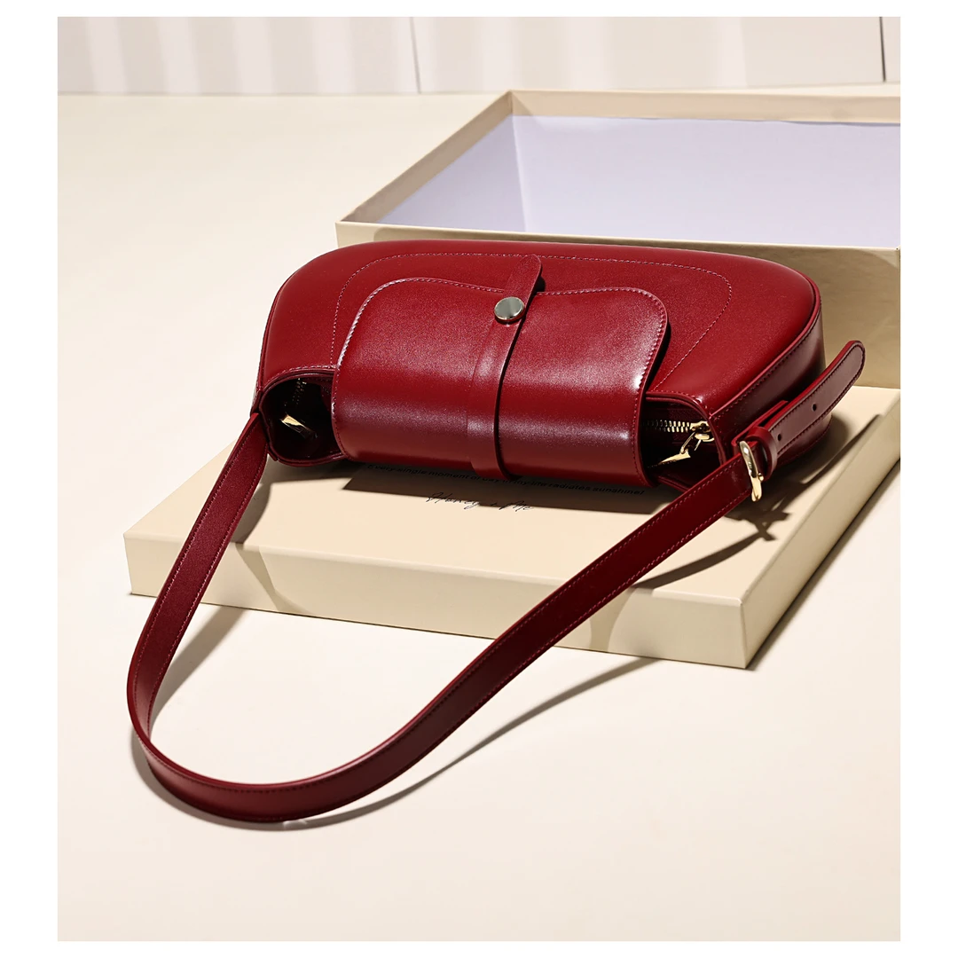 GXFMOD小众品牌时尚真皮红色腋下包女2025秋冬新款法式通勤斜挎包