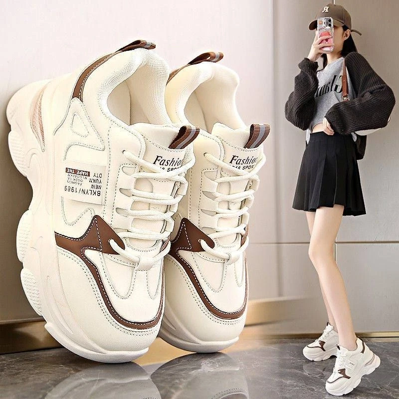 内增高老爹鞋2025新款女款春秋厚底气垫减震运动鞋显较小休闲女