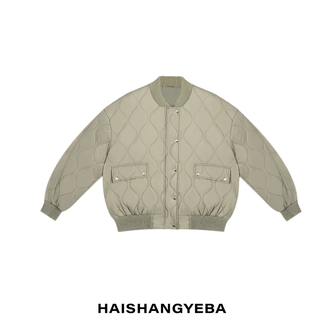 【海上叶爸】新款2025秋冬百搭绵羊毛男女同款休闲菱形格夹克棉服