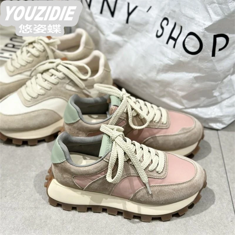 YOUZIDIE轻奢华夫阿甘鞋女2025春季新款厚底百搭休闲运动老爹鞋in