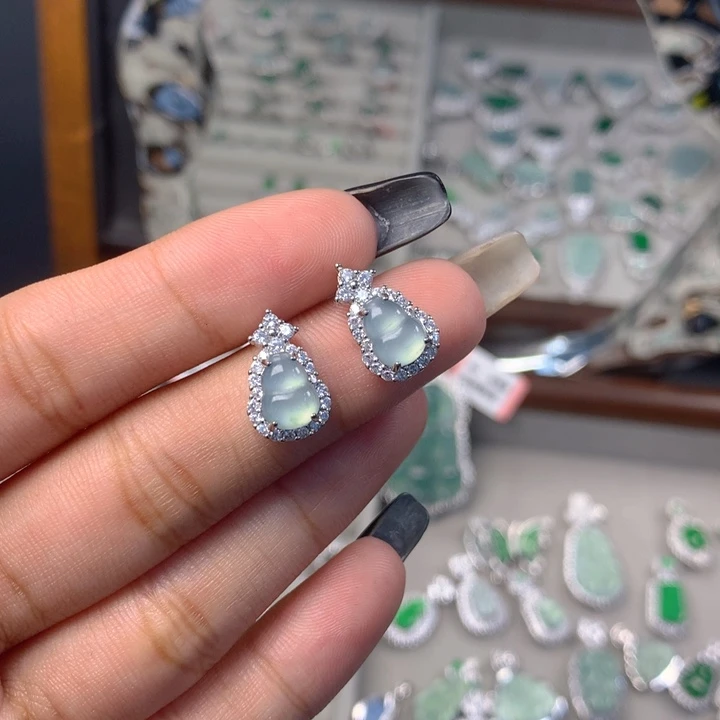 翡翠未镶嵌耳饰耳钉