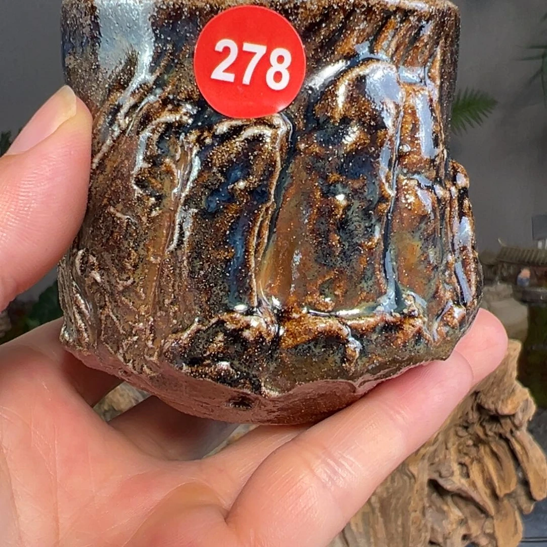 278柴烧手捏主人杯自然落灰釉