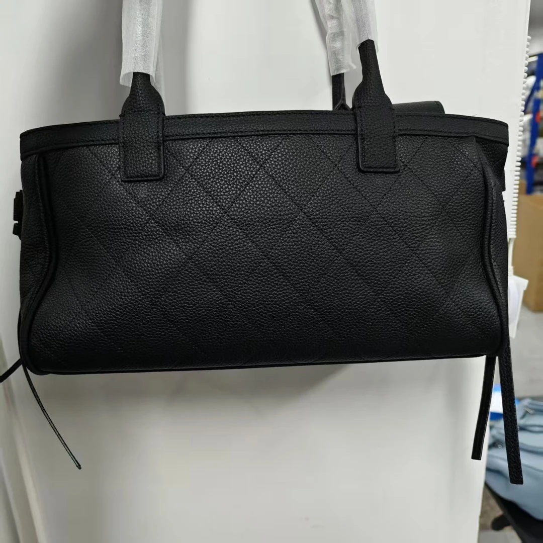 YUSHA/高档黑色鱼子酱TOGO皮横版长柄单肩包-圈扣-7078