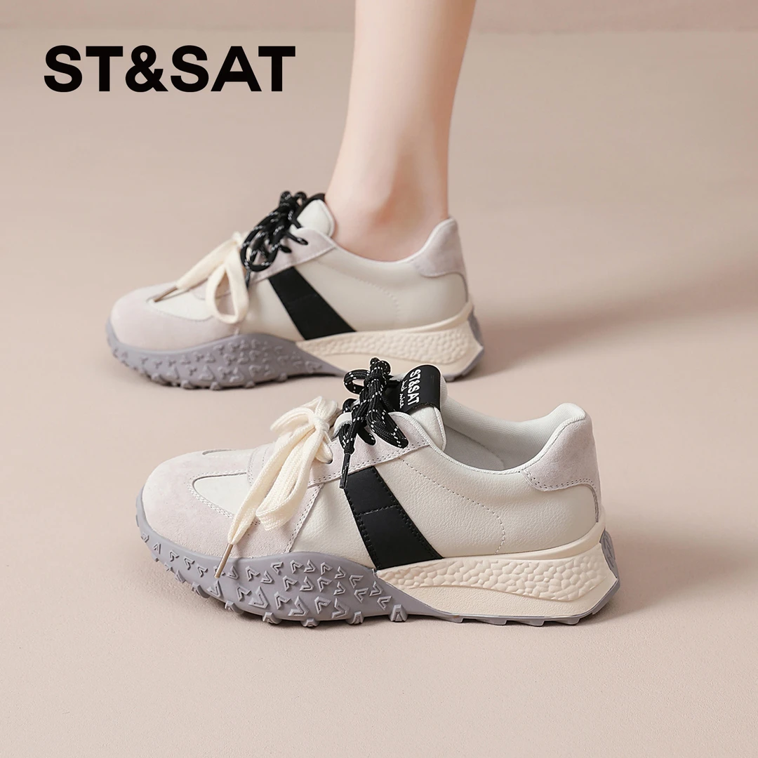 星期六百搭阿甘德训鞋女士2025秋季新款复古小白鞋百搭运动休闲鞋
