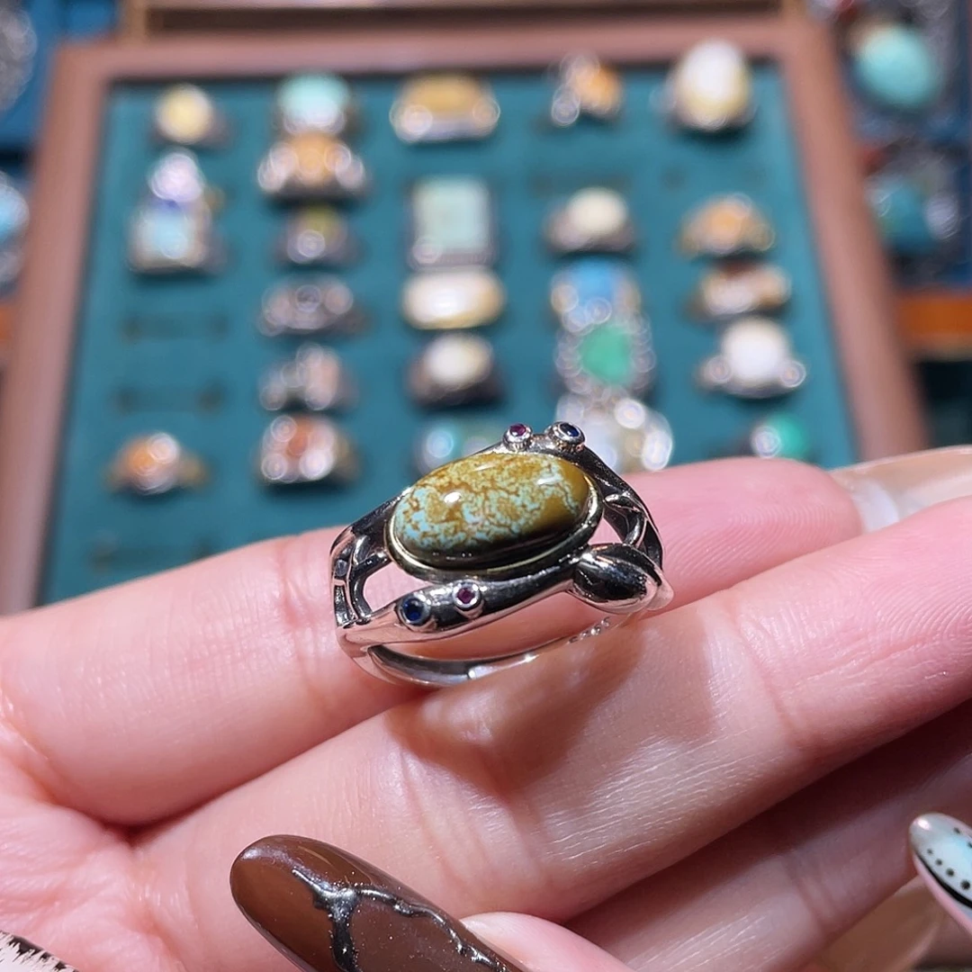 绿松石银S925镶嵌戒指戒指