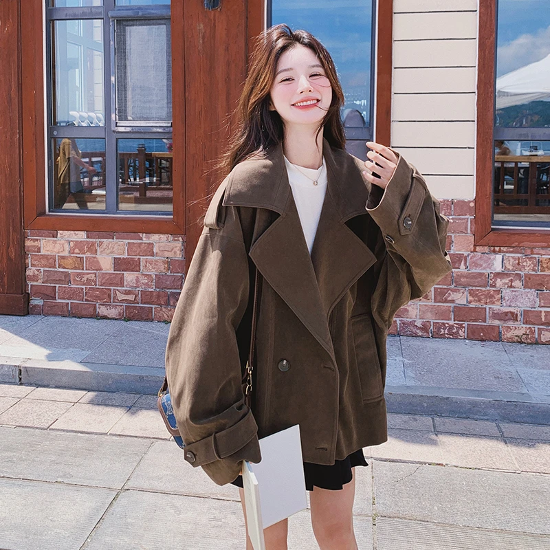 美拉德棕色风衣女2025新款今年流行爆款小个子休闲英伦风工装外套