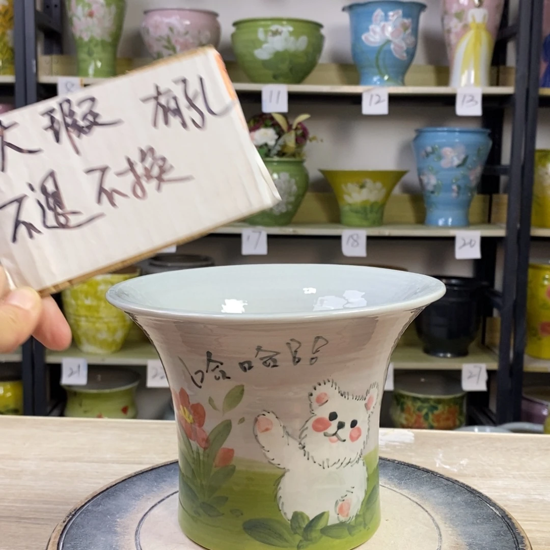 景德镇手工手绘陶瓷花盆