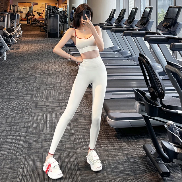 性感瑜伽套装女夏季紧身高弹运动两件套收腹提臀裤防震健身文胸新