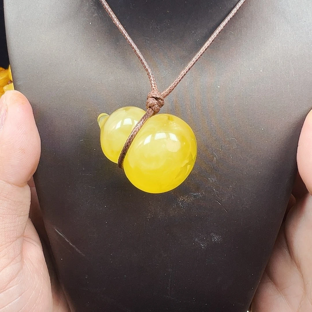 蜜蜡未镶嵌珠宝奇石葫芦吊坠13克