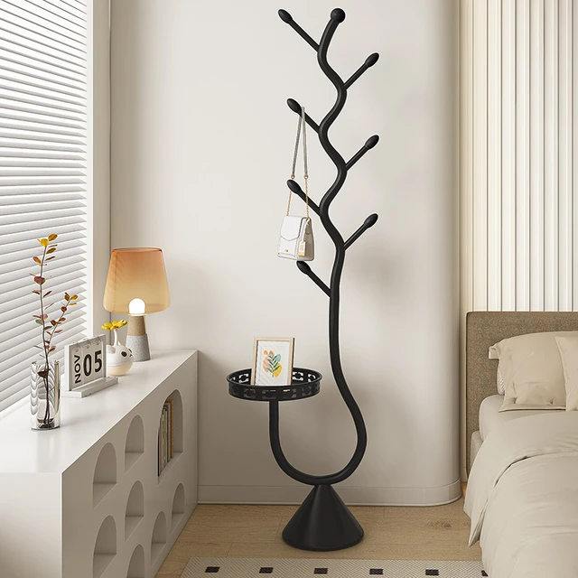 客厅家用立式置物衣帽架卧室落地进门挂衣架室内简约奶油风衣服架