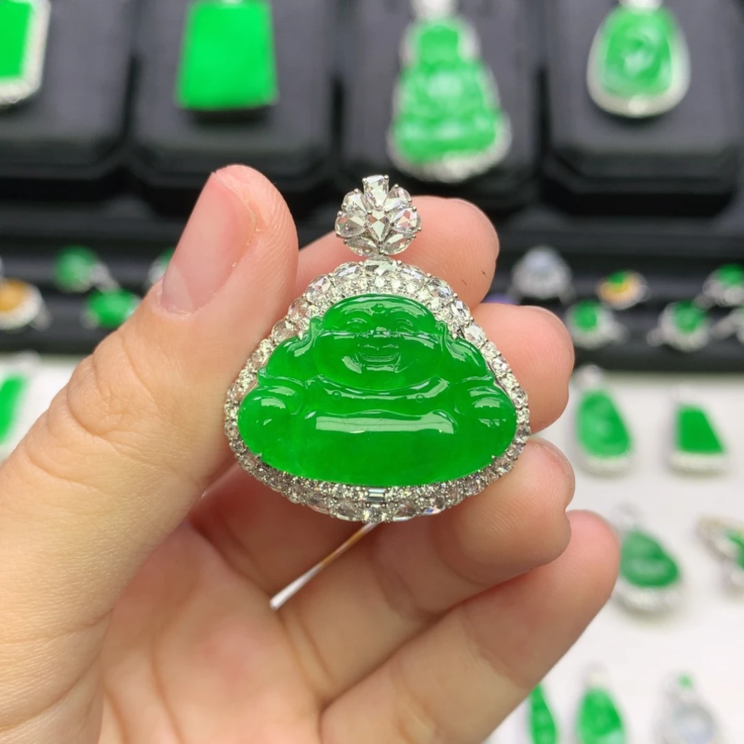 翡翠18K金镶嵌吊坠(不含链)萌****希