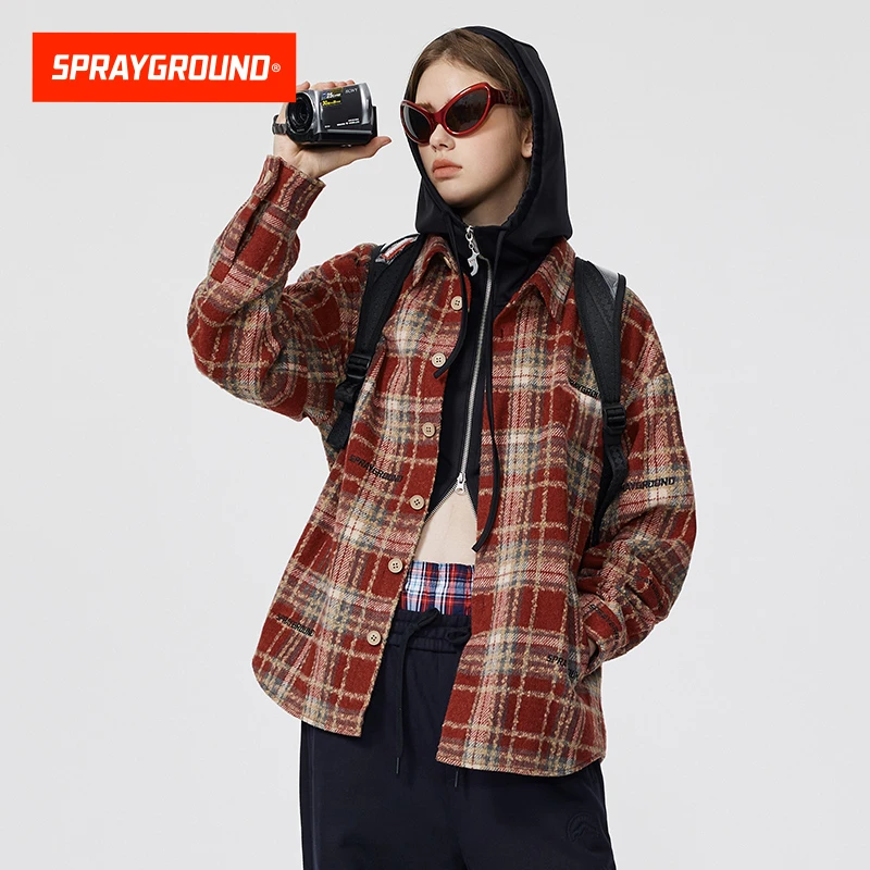 SPRAYGROUND 鲨鱼嘴衬衫格纹时尚休闲宽松长袖GC W1040402