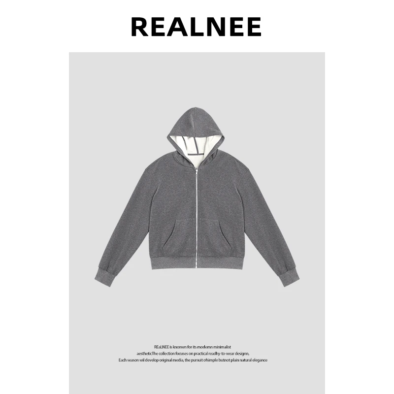 【心动返航】复合Y桑蚕丝毛卫衣慵懒简约百搭连帽外套RLMMP4WY07123