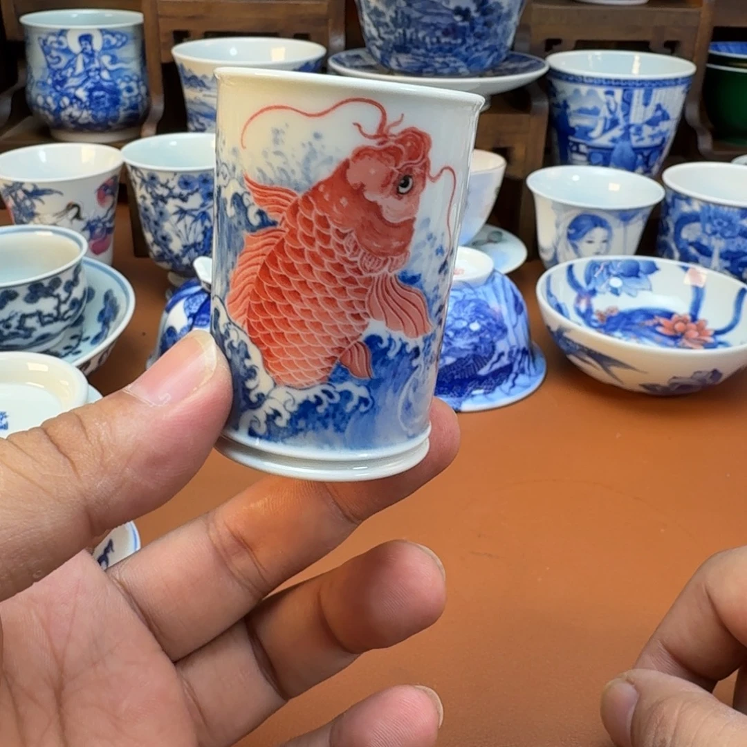****生陶杯子景德镇全手工手绘陶瓷