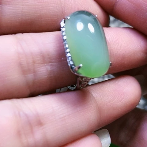 和田玉银S925镶嵌戒指