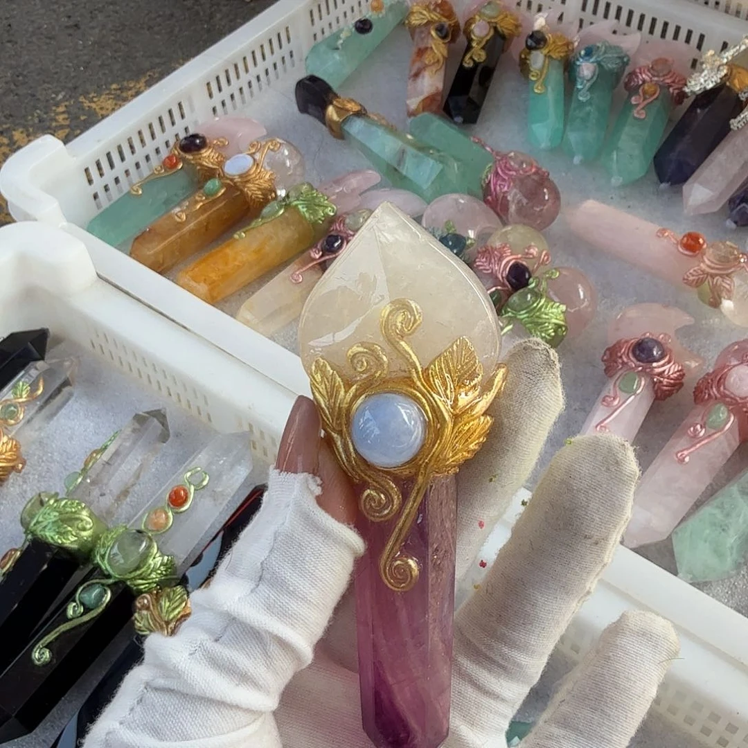 水晶手链22K金镶嵌萤石