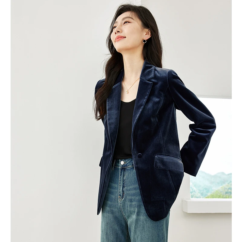 梵希蔓银丝绒气质西装外套女设计感小众3秋冬高级感小西服M2799