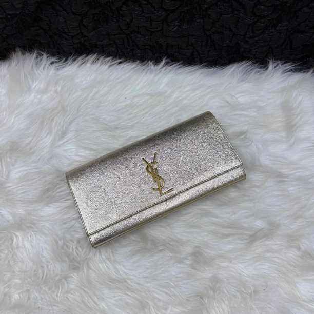 95新 YSL/圣罗兰 YSL/圣罗兰银色手拿包晚宴包