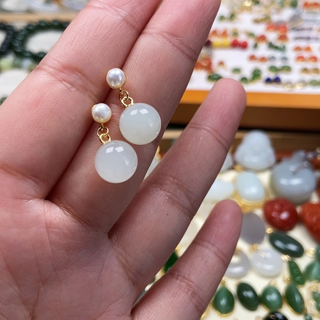 和田玉吊坠银S925镶嵌