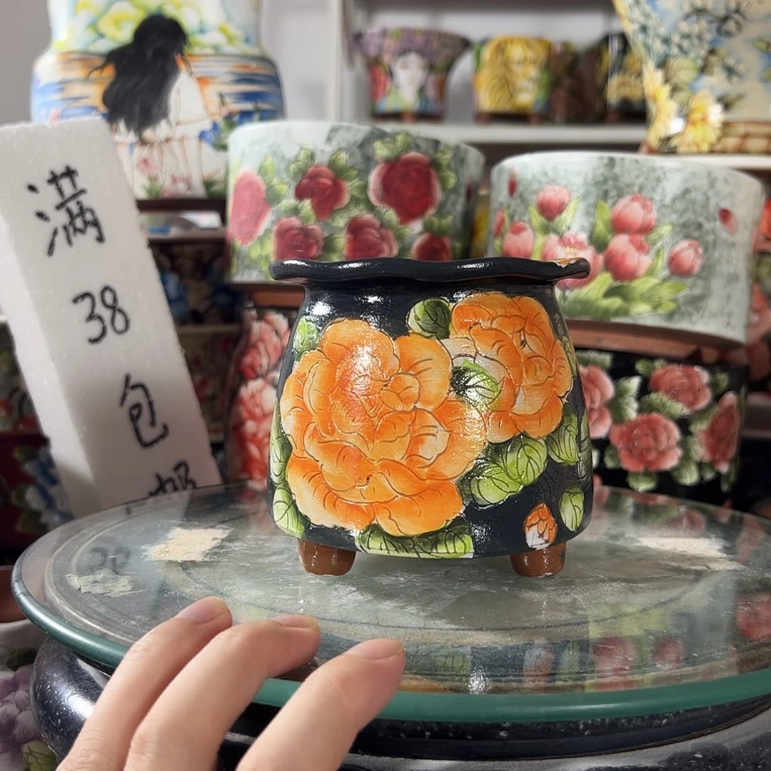 景德镇手绘花盆幸运花盆