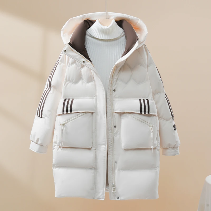 【90绒】冬季新款羽绒服外套加厚保暖中长款鸭绒休闲男女同款