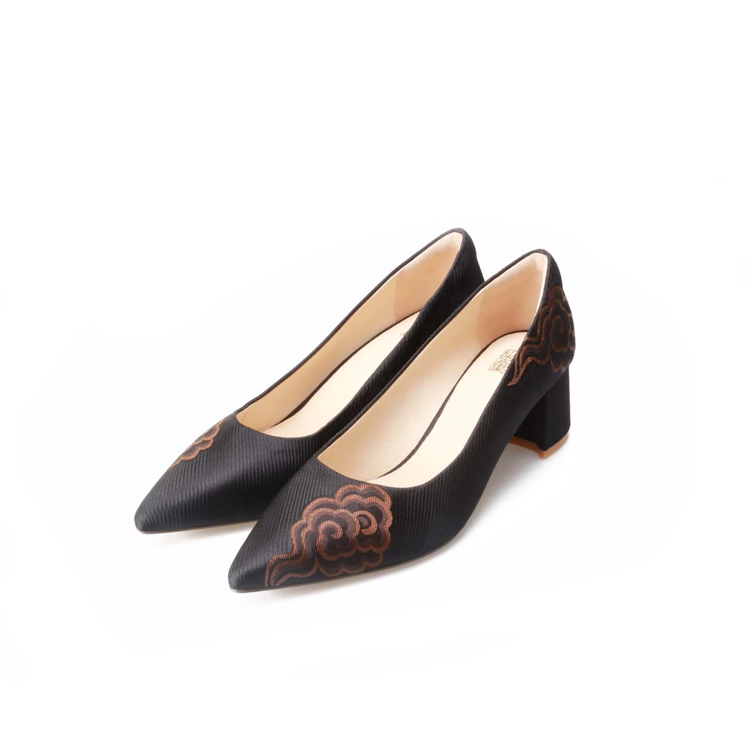 唐宋古匠【墨云踏月】新中式锦缎舒适百搭国风女鞋