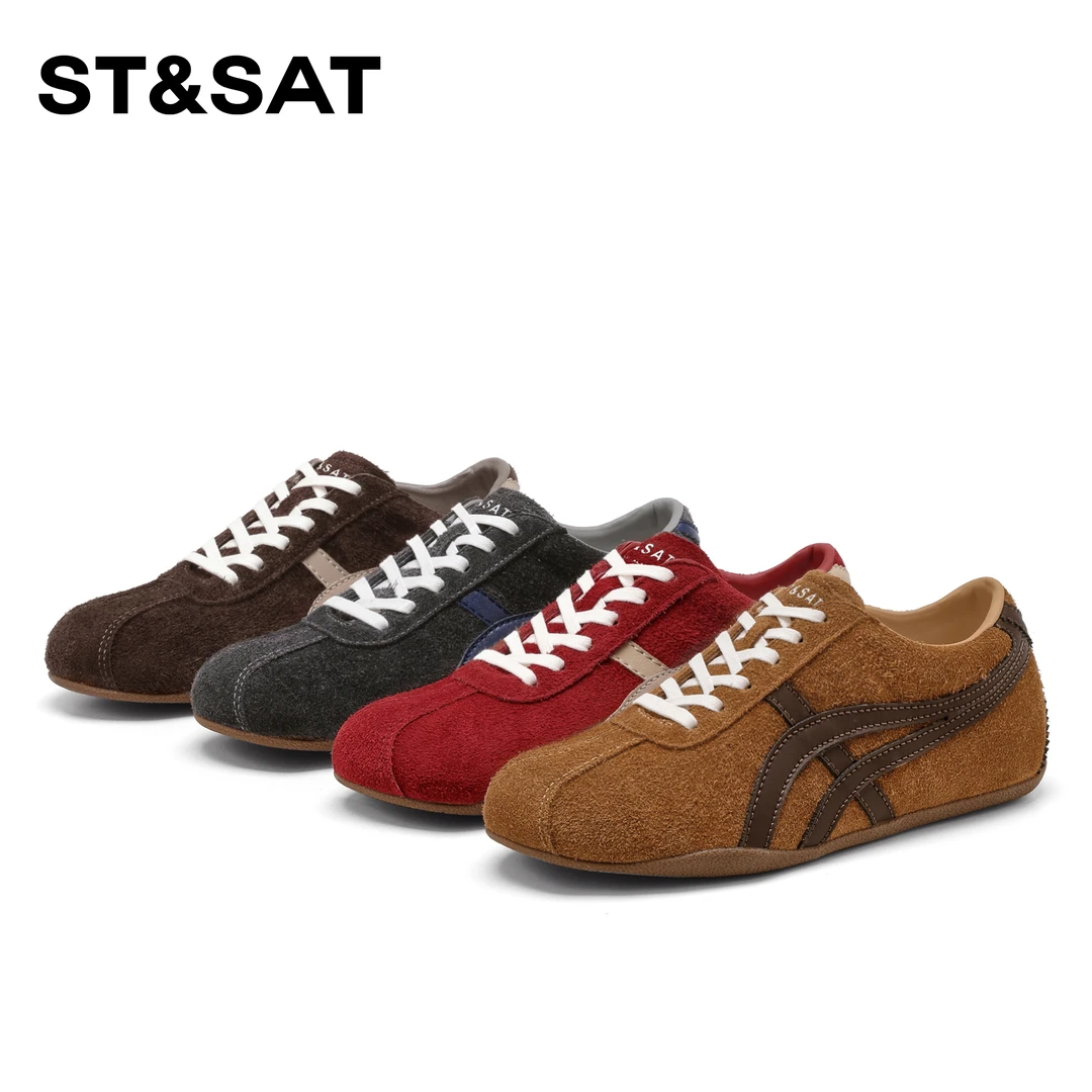 星期六德训鞋女2025新款爆款透气百搭时尚休闲运动鞋真皮软底增高