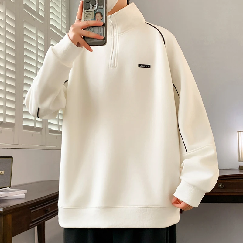2025春季新款青少年卫衣长袖时尚宽松百搭立领套头拉链上衣男生潮