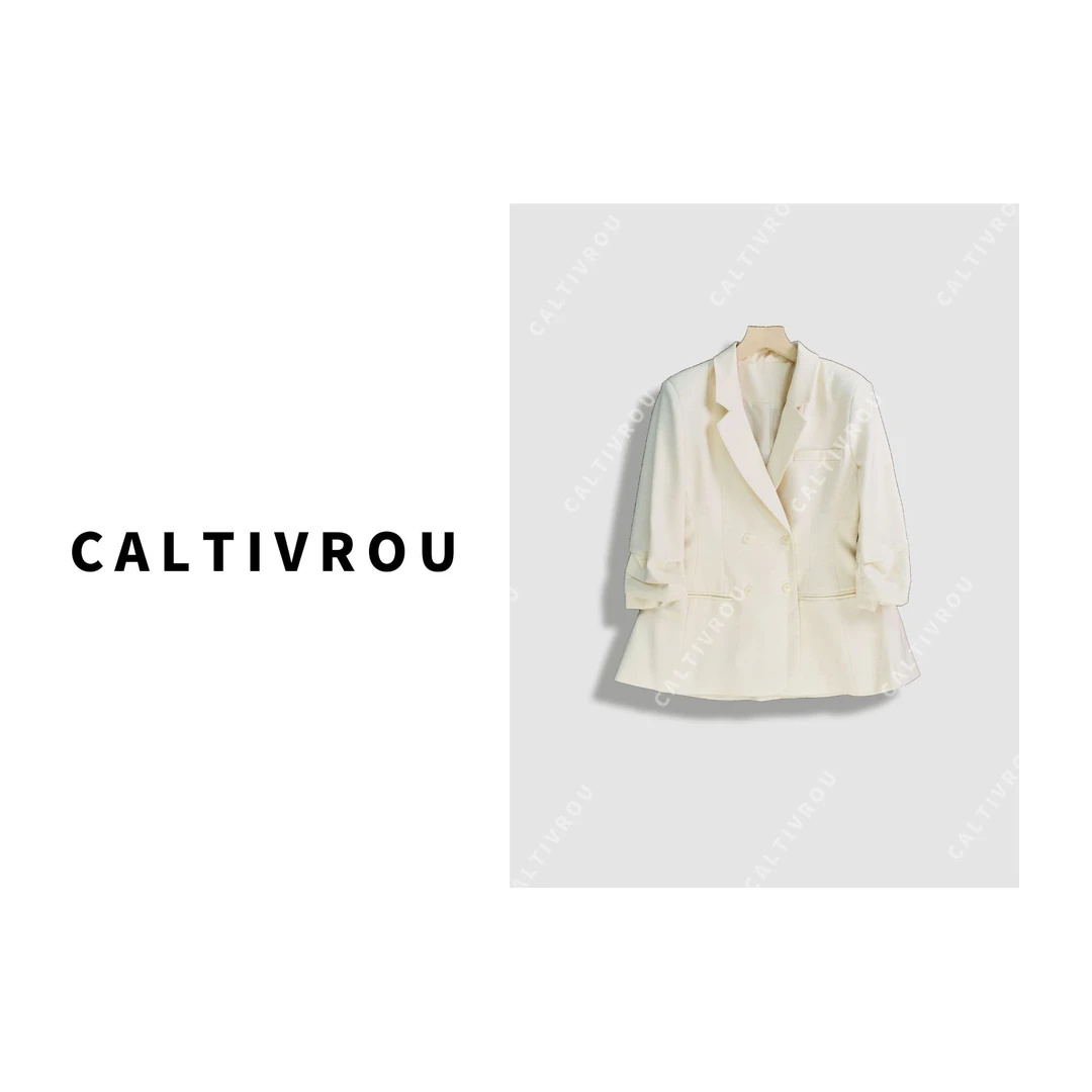 Caltivrou气质收腰垫肩春季新款西装外套-Y14902
