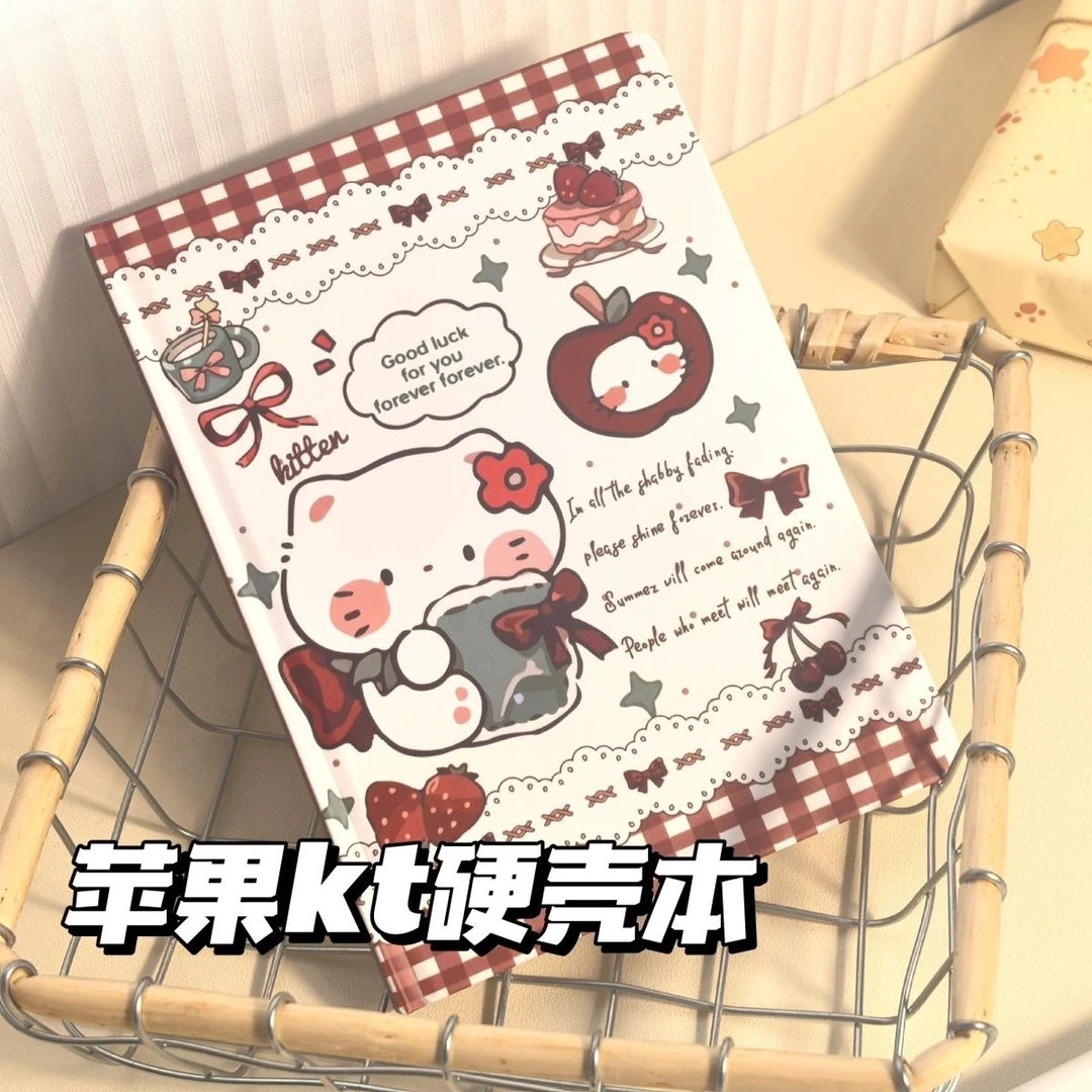 苹果k猫内页硬壳笔记本少女彩页日记本写日记专用日记本可爱本子