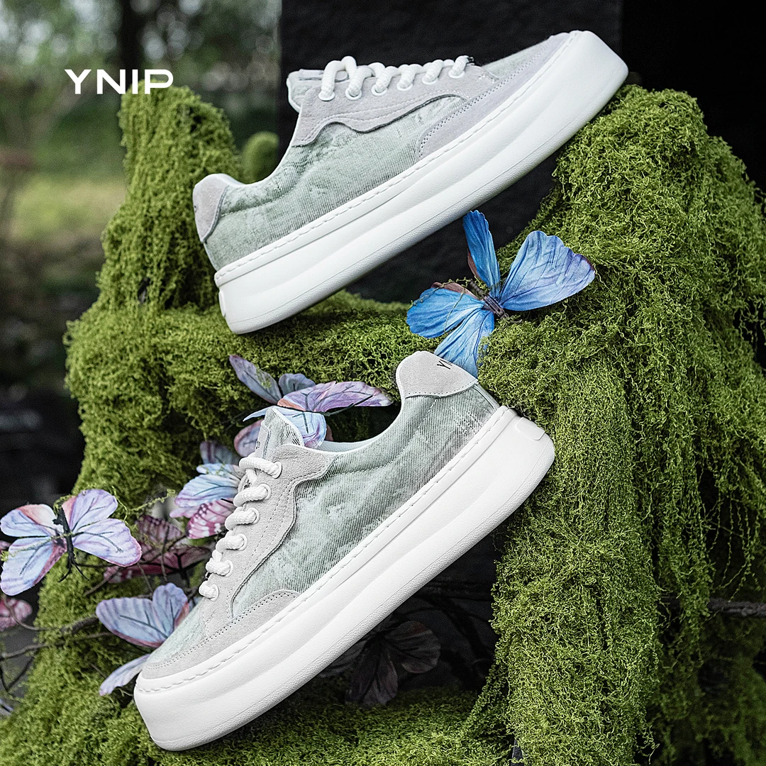 YNIP2025秋冬新款加棉板鞋森系龙蒿绿休闲鞋发泡底加绒百搭棉鞋子