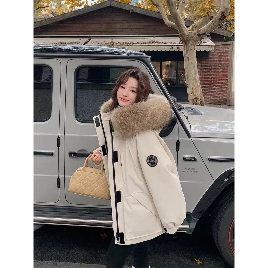 棉服女加厚卡通风宽松型插肩袖连帽保暖加厚短款秋冬韩系