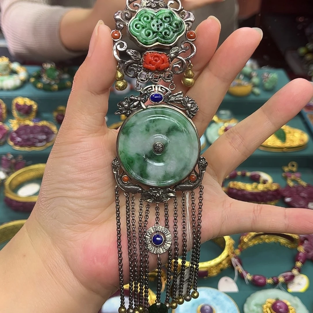 翡翠银S925镶嵌吊坠(不含链)