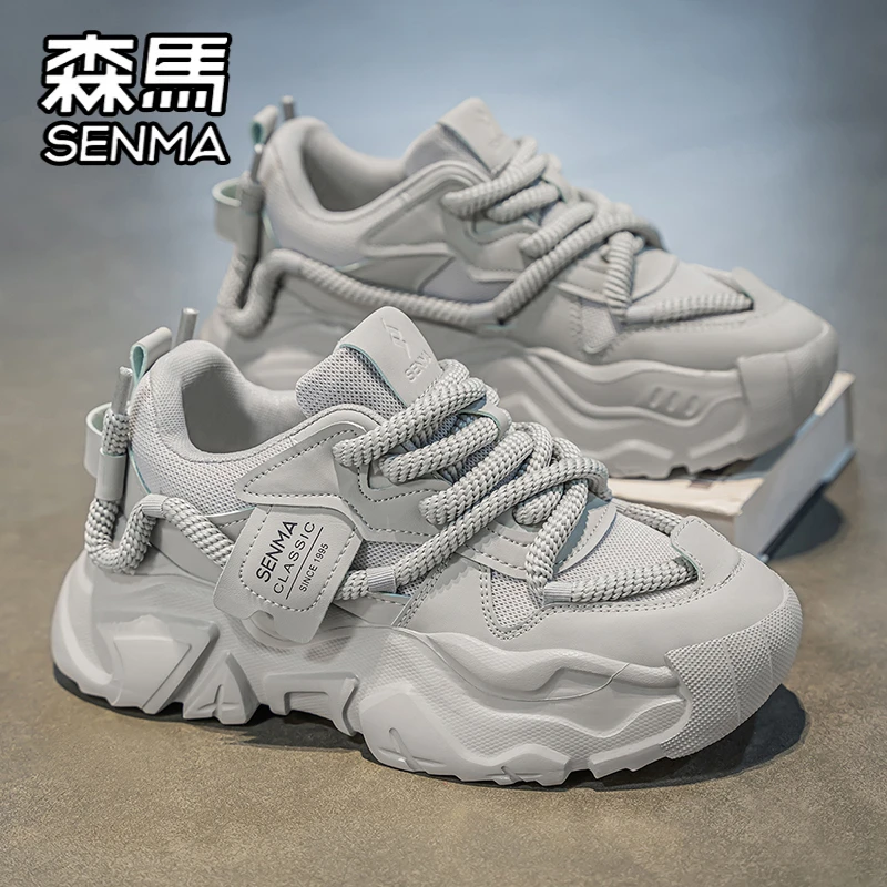 SENMA/森马男鞋秋季网面透气运动休闲鞋厚底增高耐磨防滑老爹潮鞋